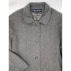 Herman Kay Wool Blend Women's size 14‎ Gray Winter Jacket Peacoat Button Cozy